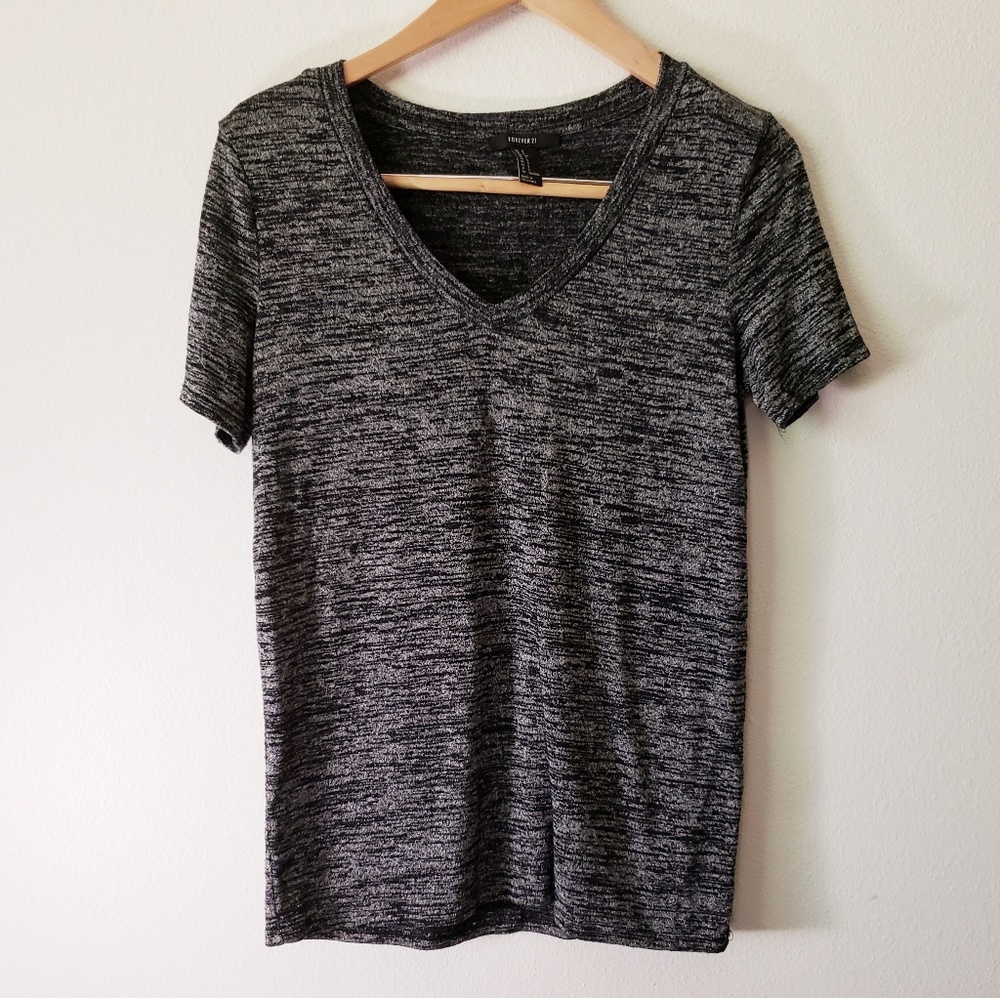 V neck tee t shirt gray s forever 21